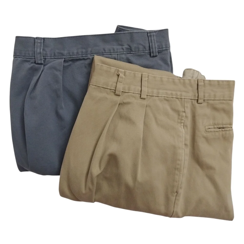 Men's Banana Republic 2Pair Pleated Straight Leg Pants 100% Cotton 34x32 /VTG 38